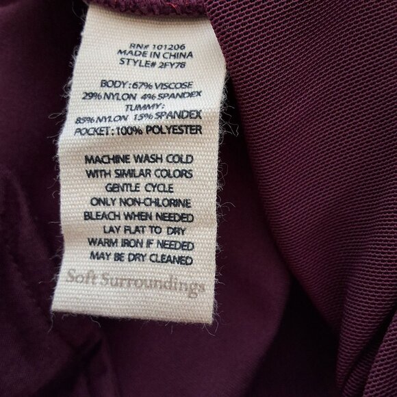 Soft Surroundings Ponte Slim Ankle Pants Women’s Sz 10 Purple Wine Casual Office - Picture 7 of 10